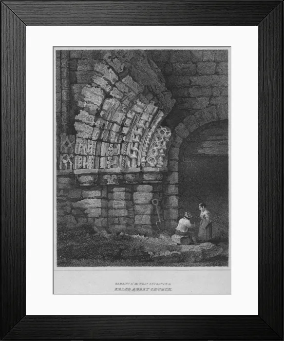 Framed Print : Remains of the West Entrance to Kelso Abbey Church, 1814. Artist: John Greig Framed Print : Remains of the West Entrance to Kelso Abbey Church, 1814. Artist: John Greig