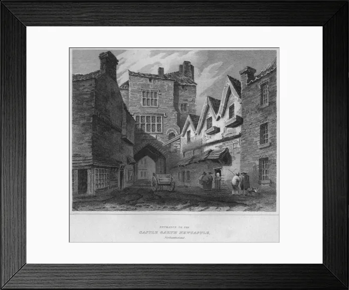 Framed Print : Entrance to the Castle Garth Newcastle, Northumberland, 1814. Artist: John Greig