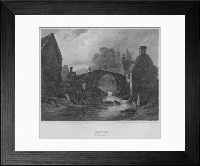 Framed Print : Hawick, Roxburghshire, 1814. Artist: John Greig Framed Print : Hawick, Roxburghshire, 1814. Artist: John Greig