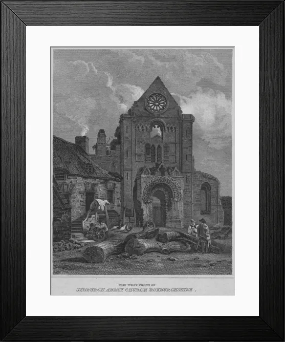 Framed Print : The West Front of Jedburgh Abbey Church Roxburghshire, 1814. Artist: John Greig Framed Print : The West Front of Jedburgh Abbey Church Roxburghshire, 1814. Artist: John Greig