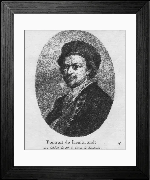 Framed Print : Portrait de Rembrandt - Du Cabinet de Mr. le Comte de Baudouin, c1770. Artist: Christian Gottfried Schulze Framed Print : Portrait de Rembrandt - Du Cabinet de Mr. le Comte de Baudouin, c1770. Artist: Christian Gottfried Schulze