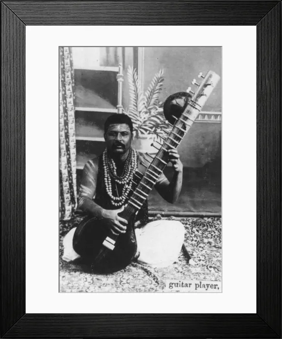 Framed Print : Sitar player, India, 20th century Framed Print : Sitar player, India, 20th century