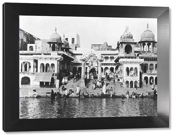 Bathing ghat on the Yamuna River, Muttra, 1917