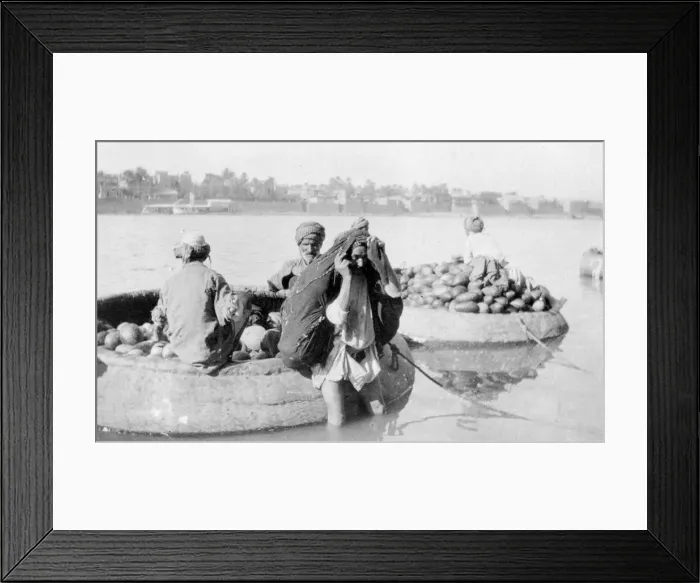 Framed Print : River craft laden with melons, Tigris River, 1917-1919 Framed Print : River craft laden with melons, Tigris River, 1917-1919
