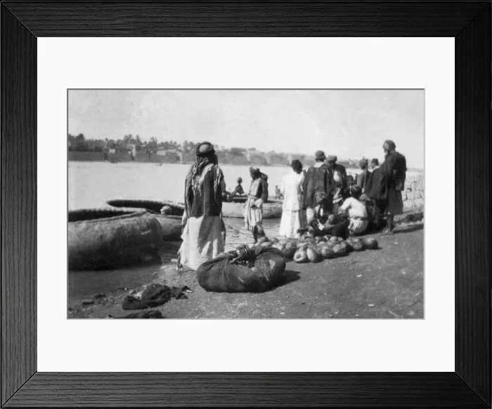 Framed Print : River craft laden with melons, Tigris River, Baghdad, Iraq, 1917-1919 Framed Print : River craft laden with melons, Tigris River, Baghdad, Iraq, 1917-1919