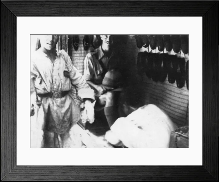 Framed Print : A British officer in a shoe shop, Baghdad, Mesopotamia, WWI, 1918 Framed Print : A British officer in a shoe shop, Baghdad, Mesopotamia, WWI, 1918