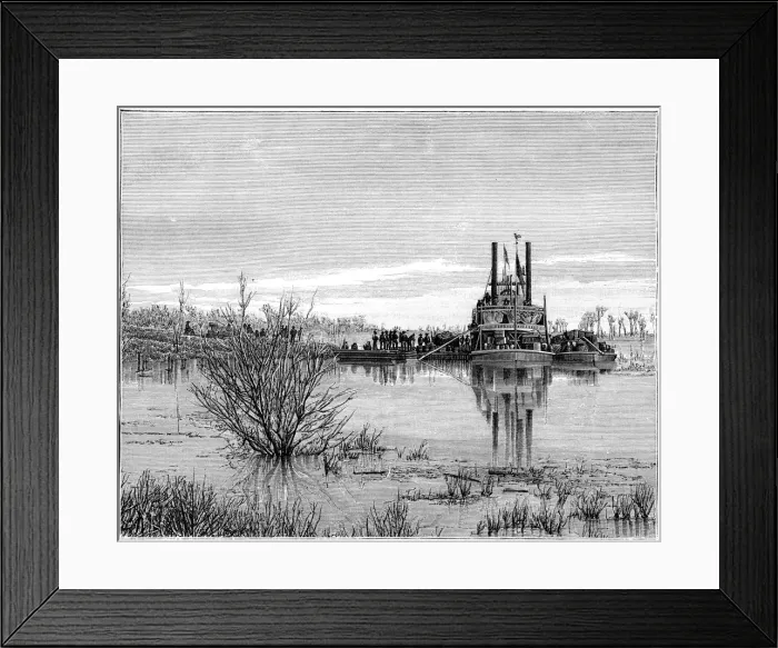 Framed Print : Riverboat on the Red River, Canada, 19th century. Artist: Taylor Framed Print : Riverboat on the Red River, Canada, 19th century. Artist: Taylor
