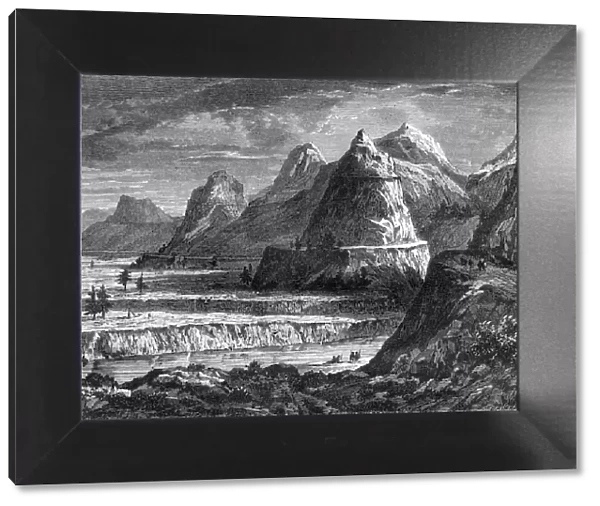 Terraces of the Fraser River, British Columbia, Canada, 19th century. Artist: Bellel