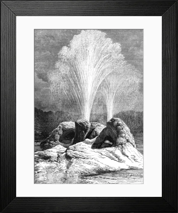 Framed Print : A geyser, USA, 19th century. Artist: Edouard Riou Framed Print : A geyser, USA, 19th century. Artist: Edouard Riou
