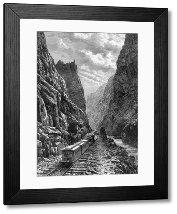Framed Print : A train passing through the Rocky Mountains, USA, 19th century. Artist: Taylor Framed Print : A train passing through the Rocky Mountains, USA, 19th century. Artist: Taylor