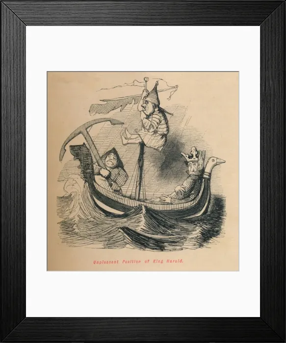 Framed Print : Unpleasant Position of King Harold, c1860, (c1860). Artist: John Leech Framed Print : Unpleasant Position of King Harold, c1860, (c1860). Artist: John Leech