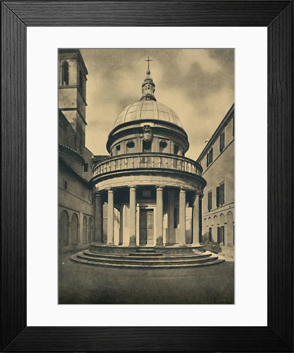 Framed Print : Roma - Temple by Bramante in the Cloisters of S. Pietro in Montorio on the Janiculum Hill, 1910. Artists: Unknown, Donato Bramante Framed Print : Roma - Temple by Bramante in the Cloisters of S. Pietro in Montorio on the Janiculum Hill, 1910. Artists: Unknown, Donato Bramante