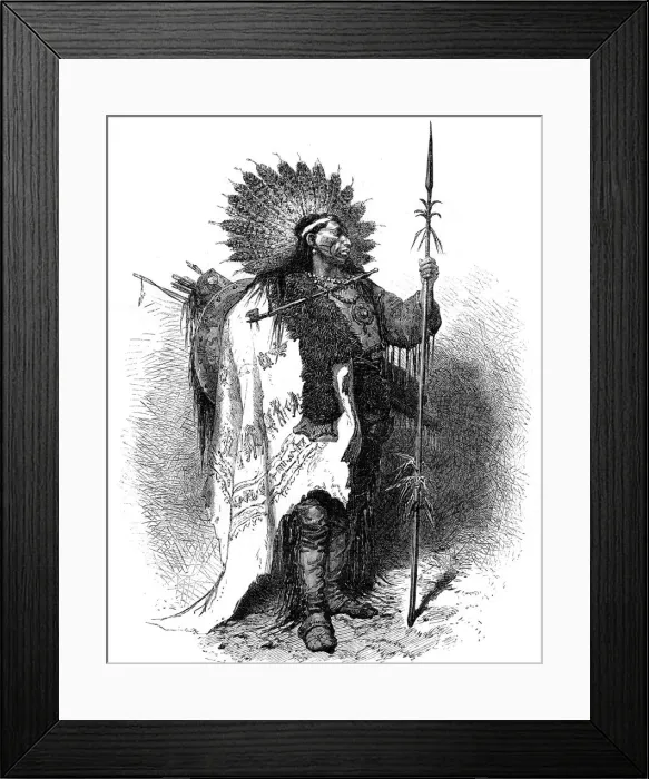 Framed Print : A Native American, USA, 19th century. Artist: A de Neuville Framed Print : A Native American, USA, 19th century. Artist: A de Neuville