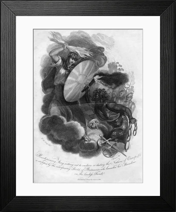 Framed Print : Revolutionary fury setting out to enslave or destroy the nations of Europe, 1816. Artist: I Brown Framed Print : Revolutionary fury setting out to enslave or destroy the nations of Europe, 1816. Artist: I Brown