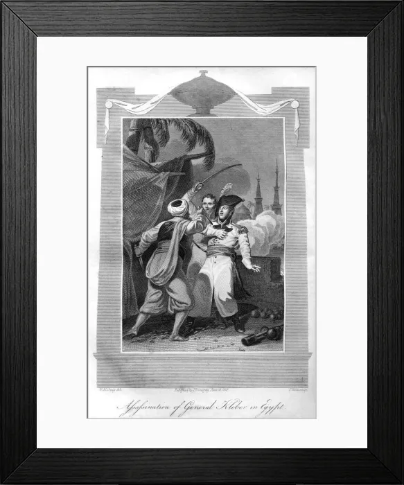 Framed Print : The assassination of General Kleber in Egypt, 1816. Artist: T Wallis