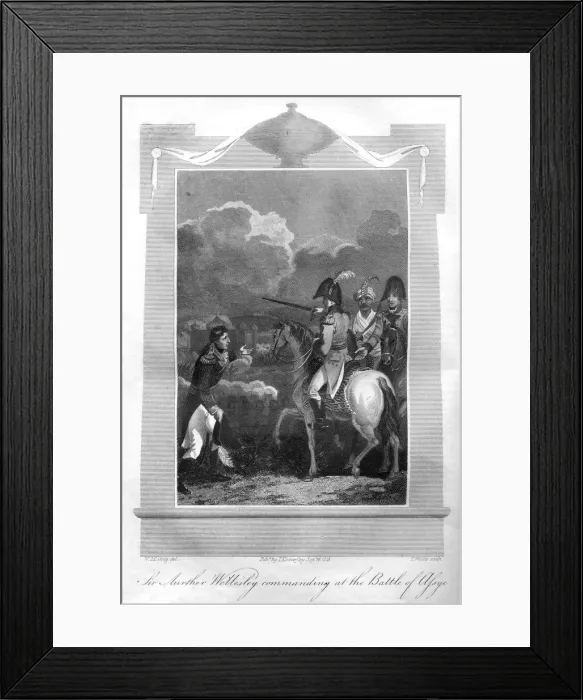 Framed Print : The Duke of Wellington commanding at the Battle of Assaye, 1816. Artist: T Wallis Framed Print : The Duke of Wellington commanding at the Battle of Assaye, 1816. Artist: T Wallis