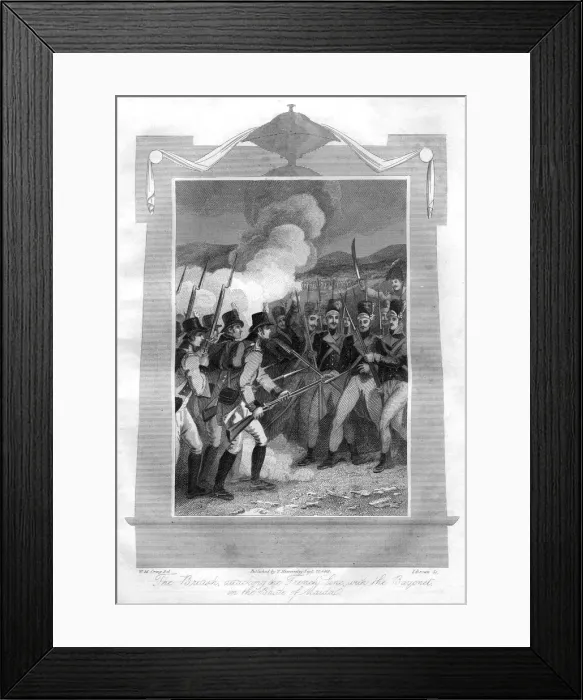 Framed Print : The British attacking the French line with bayonets at the Battle of Maida, 1816. Artist: I Brown Framed Print : The British attacking the French line with bayonets at the Battle of Maida, 1816. Artist: I Brown