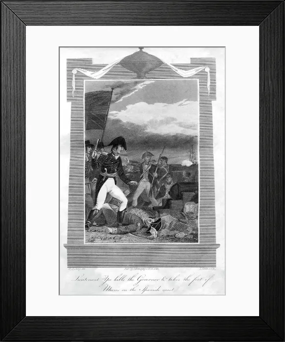 Framed Print : Lieutenant Yeo kills the governor and takes the fort of Muros on the Spanish coast, 1816. Artist: T Wallis Framed Print : Lieutenant Yeo kills the governor and takes the fort of Muros on the Spanish coast, 1816. Artist: T Wallis