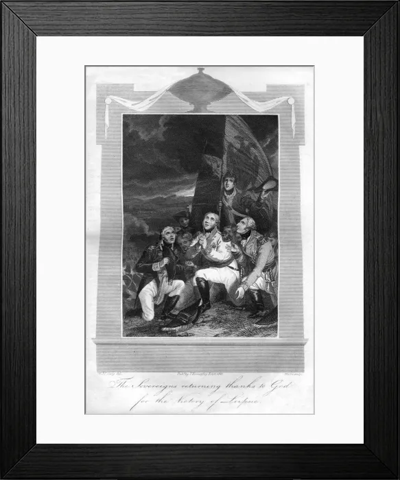 Framed Print : The sovereigns returning thanks to God for the victory of Leipzig, 1816. Artist: T Wallis Framed Print : The sovereigns returning thanks to God for the victory of Leipzig, 1816. Artist: T Wallis