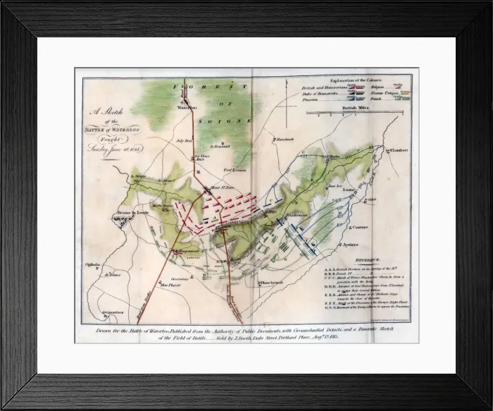 Framed Print : The Battle of Waterloo, 1815 (1816). Artist: J Booth Framed Print : The Battle of Waterloo, 1815 (1816). Artist: J Booth