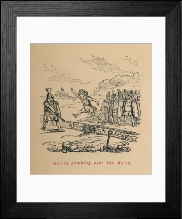 Framed Print : Remus jumping over the Walls, 1852. Artist: John Leech Framed Print : Remus jumping over the Walls, 1852. Artist: John Leech