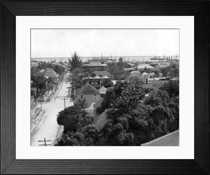 Framed Print : Duke Street and the harbour, Kingston, Jamaica, c1905. Artist: Adolphe Duperly & Son Framed Print : Duke Street and the harbour, Kingston, Jamaica, c1905. Artist: Adolphe Duperly & Son