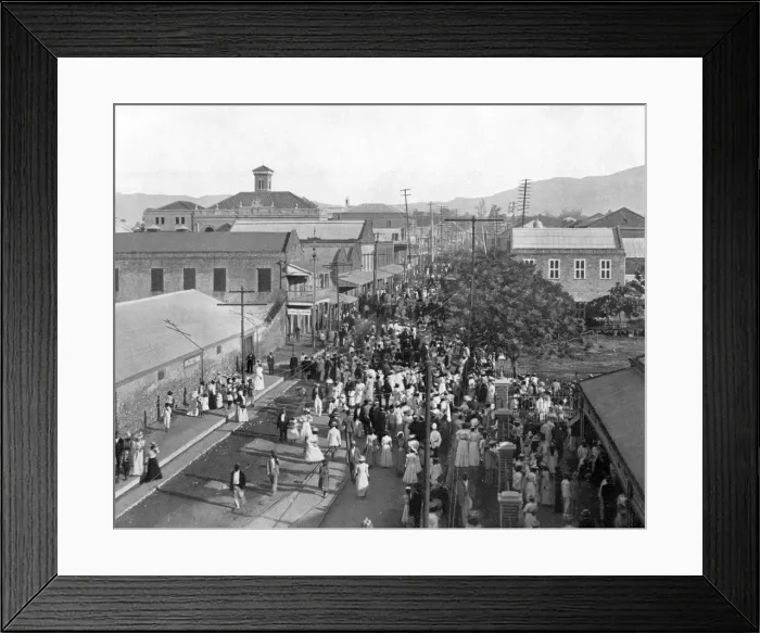 Framed Print : King Street looking north, Kingston, Jamaica, c1905. Artist: Adolphe Duperly & Son Framed Print : King Street looking north, Kingston, Jamaica, c1905. Artist: Adolphe Duperly & Son