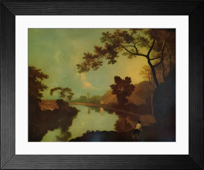 Framed Print : River Scene, with Figure on Bank, c1779, (1938). Artist: Richard Wilson Framed Print : River Scene, with Figure on Bank, c1779, (1938). Artist: Richard Wilson