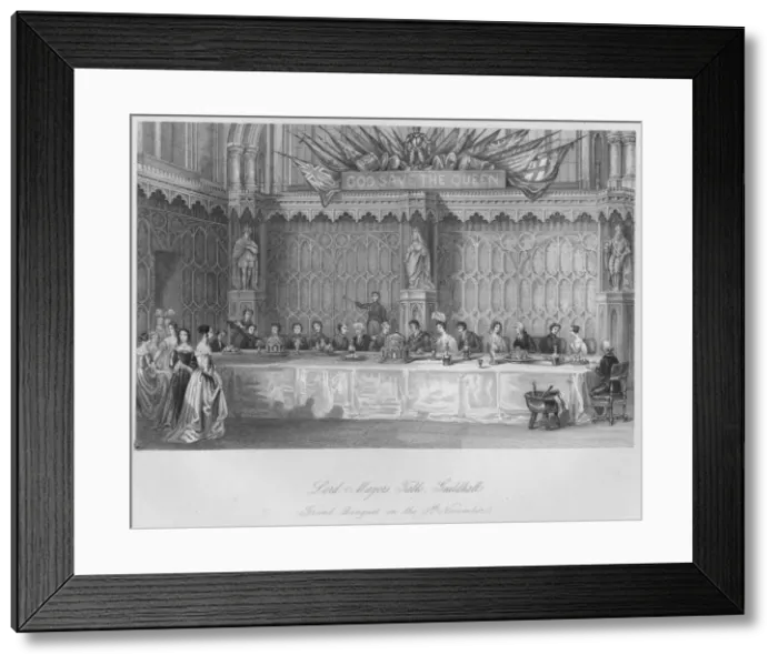 Framed Print : Lord Mayors Table, Guildhall. Grand Banquet on the 9th November, c1841. Artist: John Shury Framed Print : Lord Mayors Table, Guildhall. Grand Banquet on the 9th November, c1841. Artist: John Shury