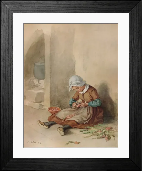 Framed Print : The Little Domestic, 1869, (1938). Artist: Pierre Edouard Frere Framed Print : The Little Domestic, 1869, (1938). Artist: Pierre Edouard Frere