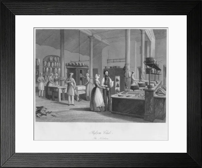 Framed Print : Reform Club. The Kitchen, c1841. Artist: William Radclyffe Framed Print : Reform Club. The Kitchen, c1841. Artist: William Radclyffe