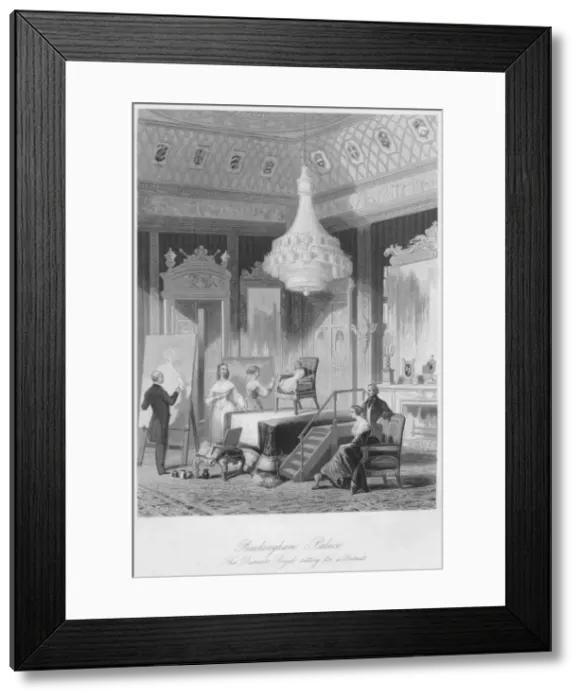 Framed Print : Buckingham Palace. The Princess Royal sitting for a Portrait, c1841. Artist: William Radclyffe Framed Print : Buckingham Palace. The Princess Royal sitting for a Portrait, c1841. Artist: William Radclyffe
