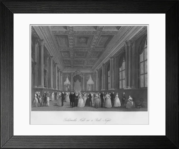 Framed Print : Goldsmiths Hall on a Ball Night, c1841. Artist: Henry Melville Framed Print : Goldsmiths Hall on a Ball Night, c1841. Artist: Henry Melville