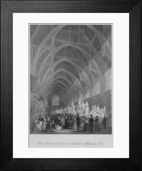 Framed Print : Public Exhibition of Frescoes & Sculpture in Westminster Hall, c1841. Artist: William Radclyffe Framed Print : Public Exhibition of Frescoes & Sculpture in Westminster Hall, c1841. Artist: William Radclyffe