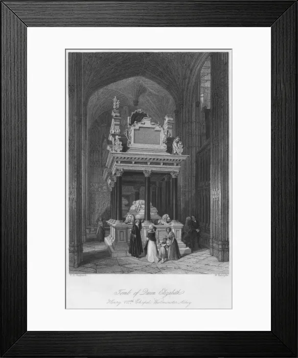 Framed Print : Tomb of Queen Elizabeth: Henry VIIs Chapel, Westminster Abbey, c1841. Artist: William Radclyffe Framed Print : Tomb of Queen Elizabeth: Henry VIIs Chapel, Westminster Abbey, c1841. Artist: William Radclyffe