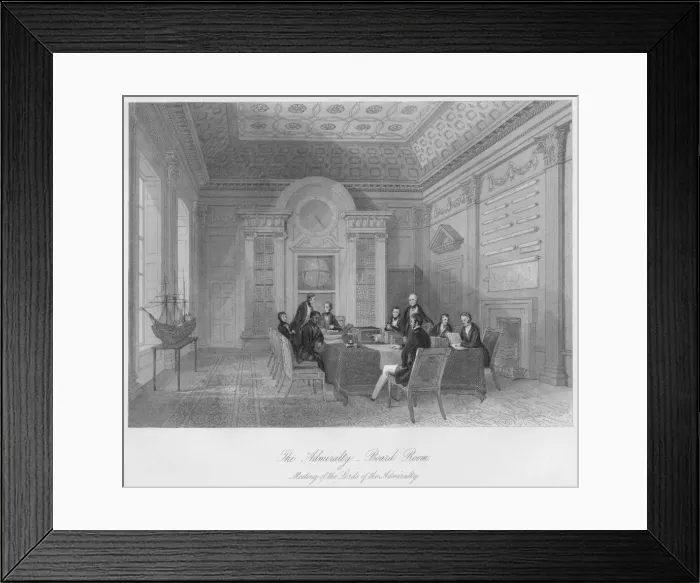 Framed Print : The Admiralty. - Board Room, c1841. Artist: Henry Melville Framed Print : The Admiralty. - Board Room, c1841. Artist: Henry Melville