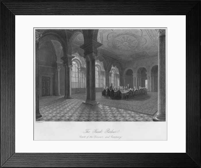 Framed Print : The Bank Parlour. Court of the Governor and Company, c1841. Artist: Henry Melville Framed Print : The Bank Parlour. Court of the Governor and Company, c1841. Artist: Henry Melville