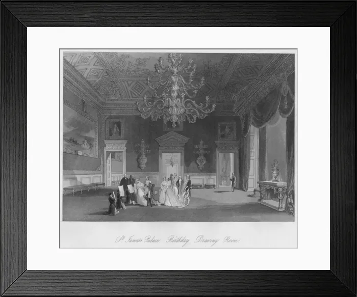 Framed Print : St. Jamess Palace. Birthday. Drawing Room, c1841. Artist: Henry Melville Framed Print : St. Jamess Palace. Birthday. Drawing Room, c1841. Artist: Henry Melville