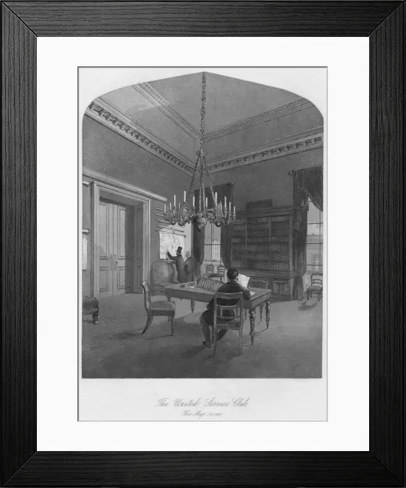 Framed Print : The United Service Club. The Map room, c1841. Artist: Henry Melville Framed Print : The United Service Club. The Map room, c1841. Artist: Henry Melville