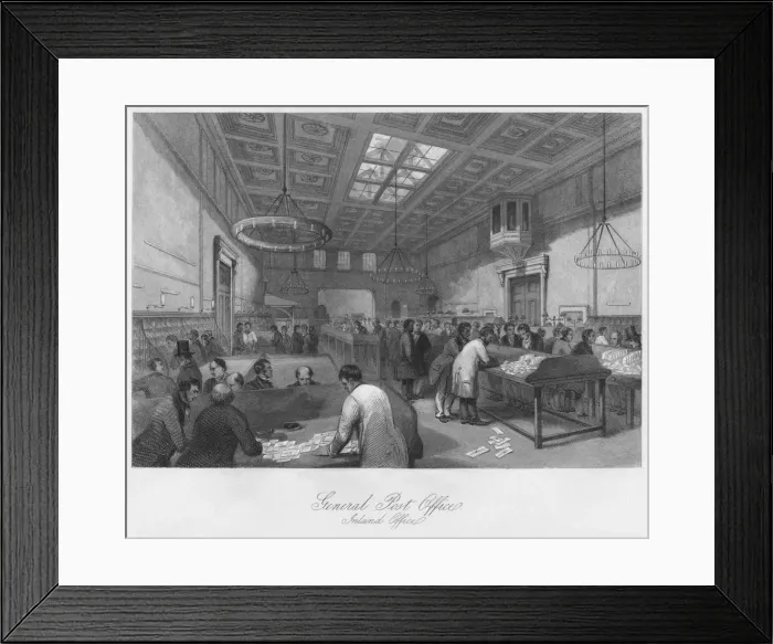 Framed Print : General Post Office. Inland Office, c1841. Artist: Thomas H Ellis Framed Print : General Post Office. Inland Office, c1841. Artist: Thomas H Ellis