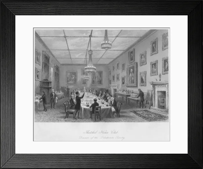 Framed Print : Thatched House Club. Dinner of the Dilettanti Society, c1841. Artist: John Henry Le Keux Framed Print : Thatched House Club. Dinner of the Dilettanti Society, c1841. Artist: John Henry Le Keux