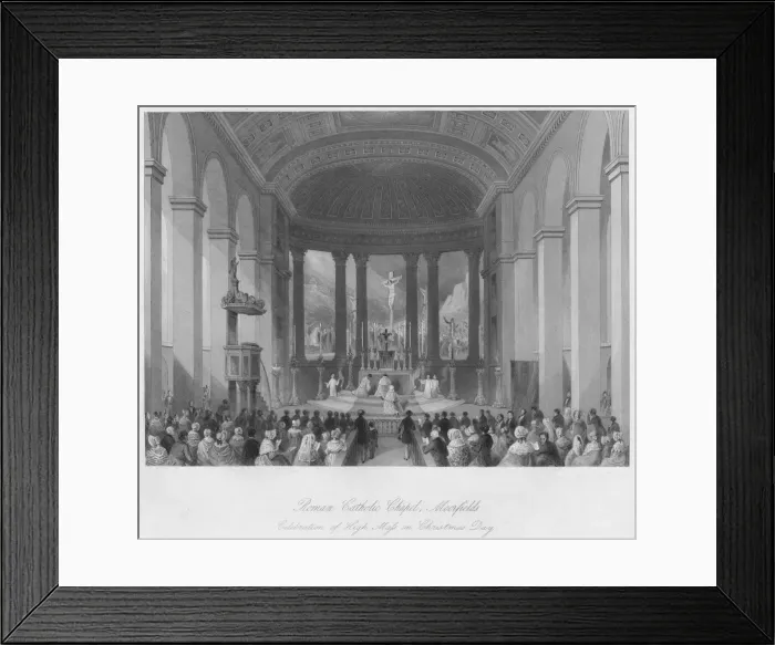 Framed Print : Roman Catholic Chapel, Moorfields. Celebration of High Mass on Christmas Day, c1841. Artist: Henry Melville Framed Print : Roman Catholic Chapel, Moorfields. Celebration of High Mass on Christmas Day, c1841. Artist: Henry Melville