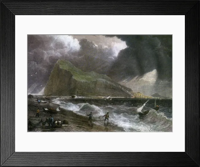 Framed Print : The Rock of Gibraltar, as seen from the bay side, 20th century Framed Print : The Rock of Gibraltar, as seen from the bay side, 20th century
