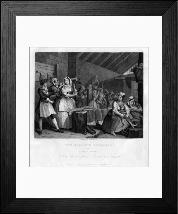 Framed Print : In Bridewell beating hemp, plate IV of The Harlots Progress, 1833. Artist:s Davenport Framed Print : In Bridewell beating hemp, plate IV of The Harlots Progress, 1833. Artist:s Davenport