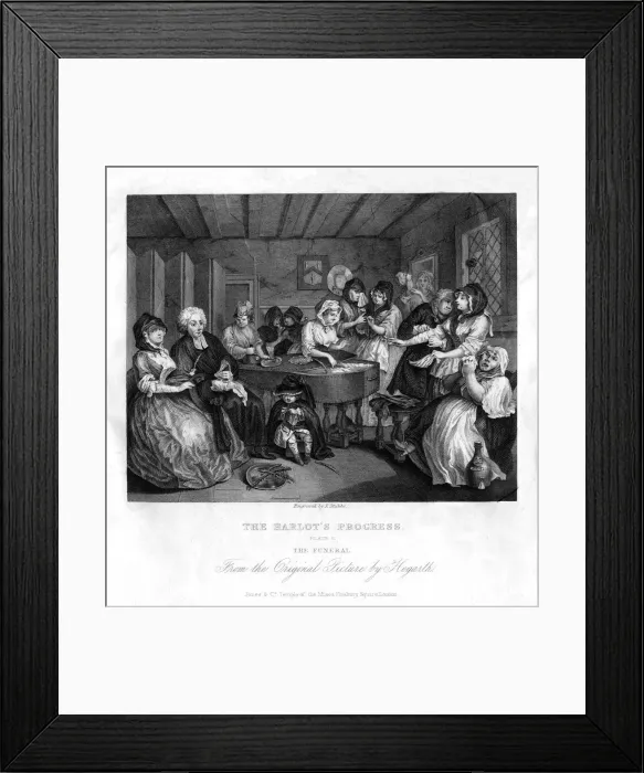 Framed Print : Her funerall properly attended, plate VI of The Harlots Progress, 1833. Artist: J Stubbs Framed Print : Her funerall properly attended, plate VI of The Harlots Progress, 1833. Artist: J Stubbs