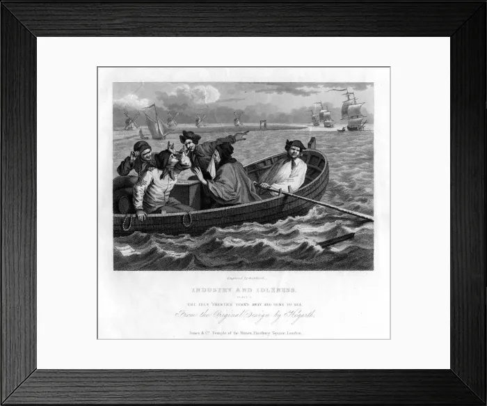 Framed Print : The idle prentice turn d away and sent to sea, plate V of Industry and Idleness, 1833. Artist: Henry Adlard Framed Print : The idle prentice turn d away and sent to sea, plate V of Industry and Idleness, 1833. Artist: Henry Adlard