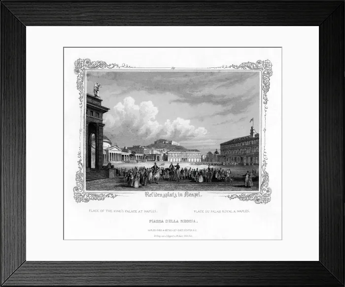 Framed Print : Square in front of the Kings Palace at Naples, Italy, 19th century. Artist: J Poppel Framed Print : Square in front of the Kings Palace at Naples, Italy, 19th century. Artist: J Poppel