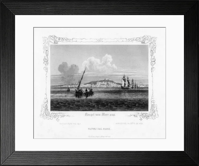 Framed Print : Naples from the sea, 19th century. Artist: J Poppel Framed Print : Naples from the sea, 19th century. Artist: J Poppel