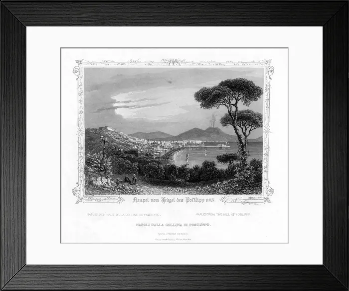Framed Print : Naples from the hill of Posillipo, Italy, 19th century. Artist: J Poppel Framed Print : Naples from the hill of Posillipo, Italy, 19th century. Artist: J Poppel