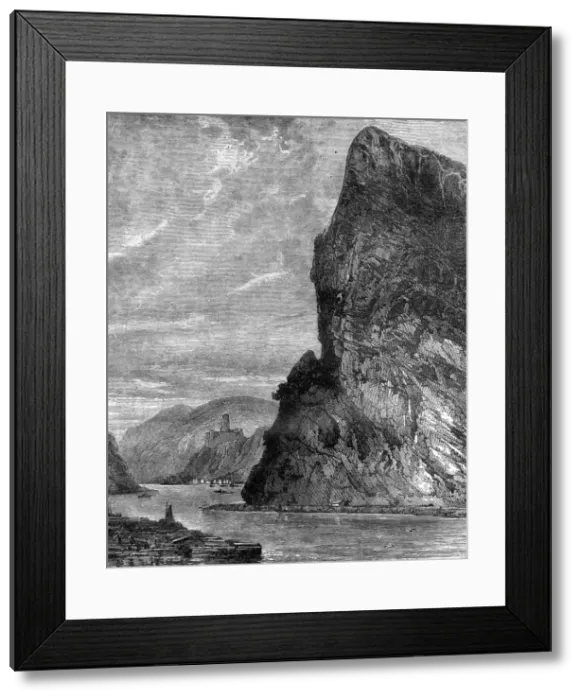 Framed Print : Loreley rock, near St Goarshausen, Germany, 19th century. Artist: Richard Principal Leitch